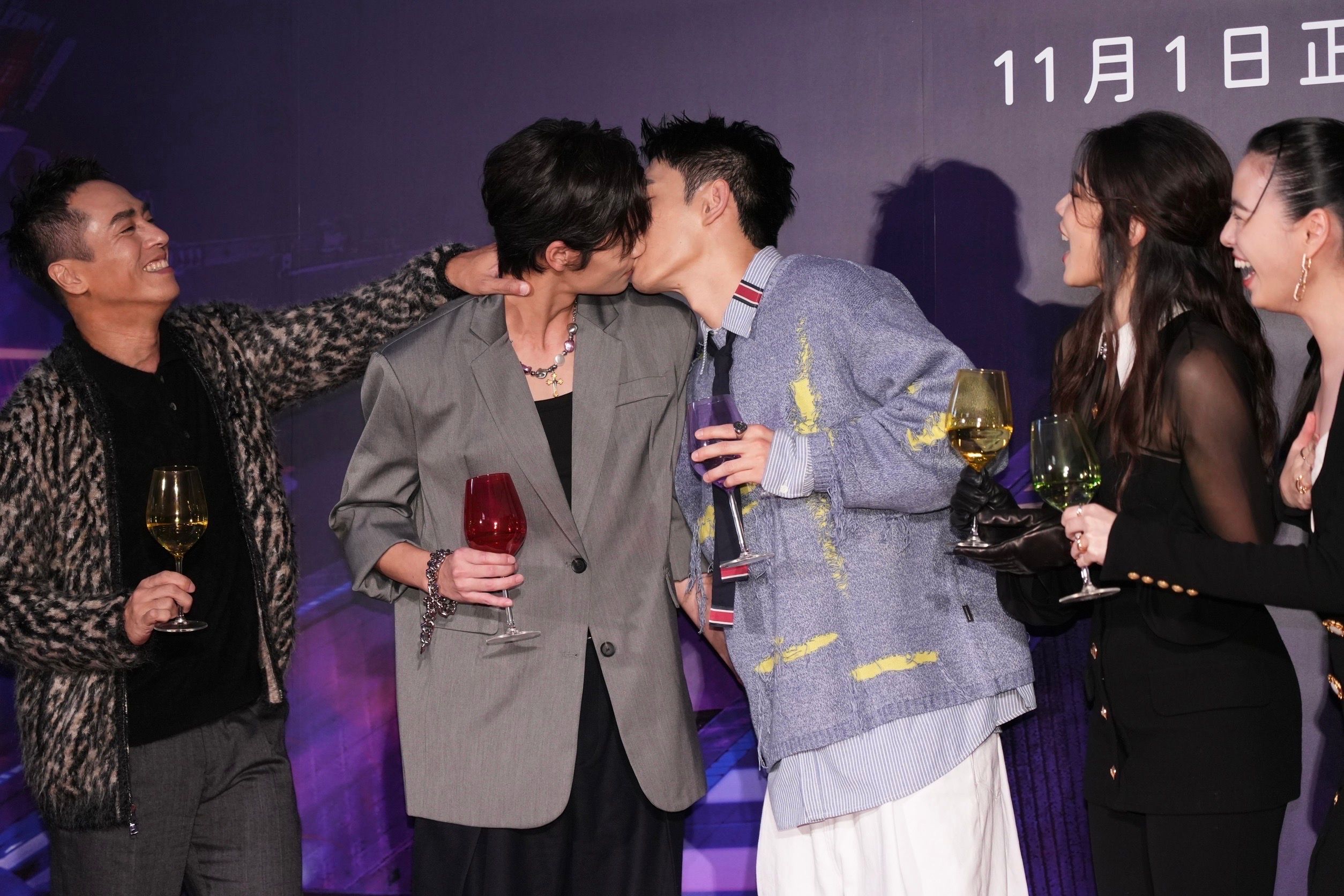 莊凱勛（左起）、林思宇、陸夏、張書豪在劇中都有大尺度戲碼。（陳德興攝）