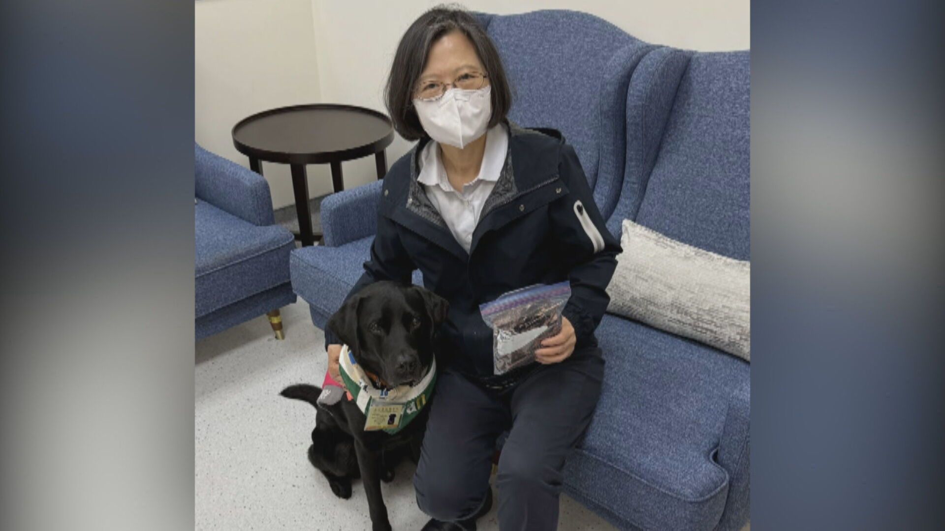 北榮輔助治療犬「歐巴」將退休！　蔡英文帶牛肉乾探視