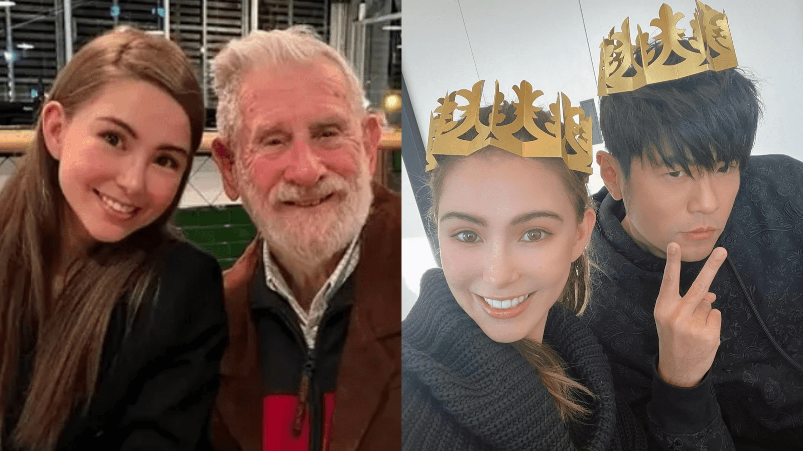 昆凌與爺爺、昆凌與周杰倫。（翻攝自昆凌、周杰倫IG）