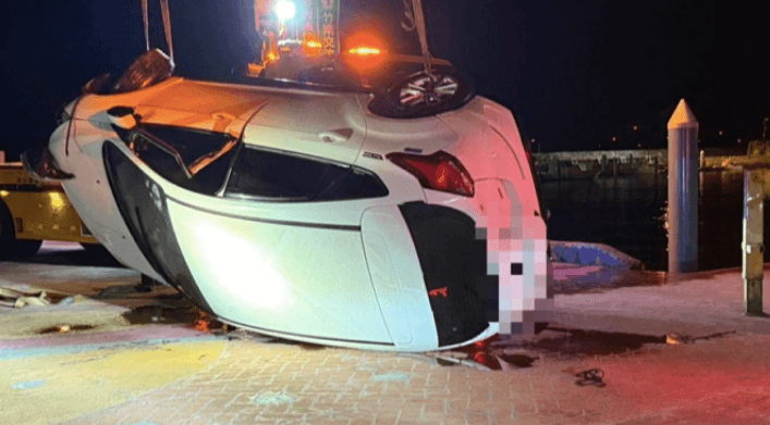 跟爸借車忘打P檔「整台滑入海」 苗栗男嚇傻逃離現場
