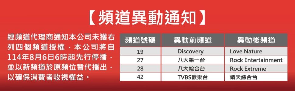 2頻道被TBC無預警停播　八大電視：期盼儘速解決爭議
