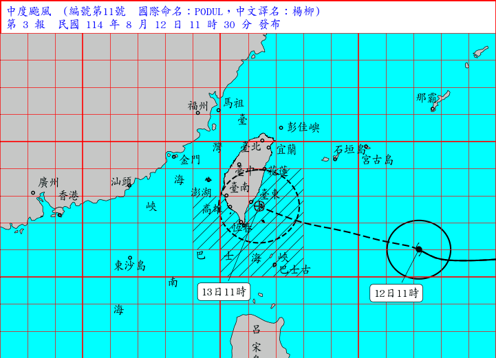 楊柳颱風最新風雨預測 明午前「4地區」有望達停班課標準