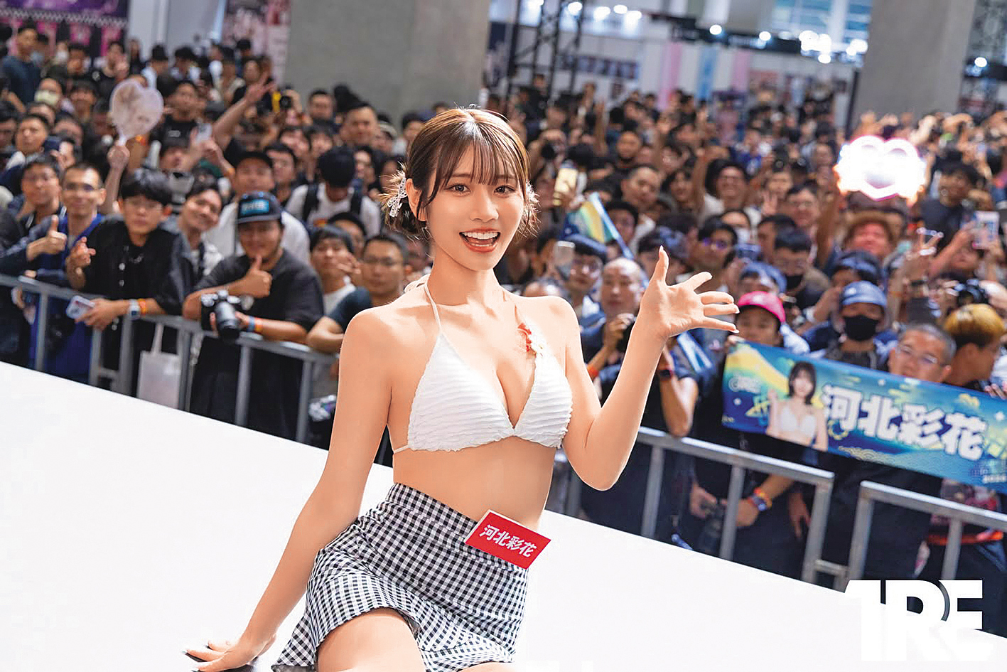 河北彩花今年7月來台參加「2026 TRE台北國際紅人展」,是受邀出席的日本AV女優之一。(TREND GIRLS TAIWAN提供)