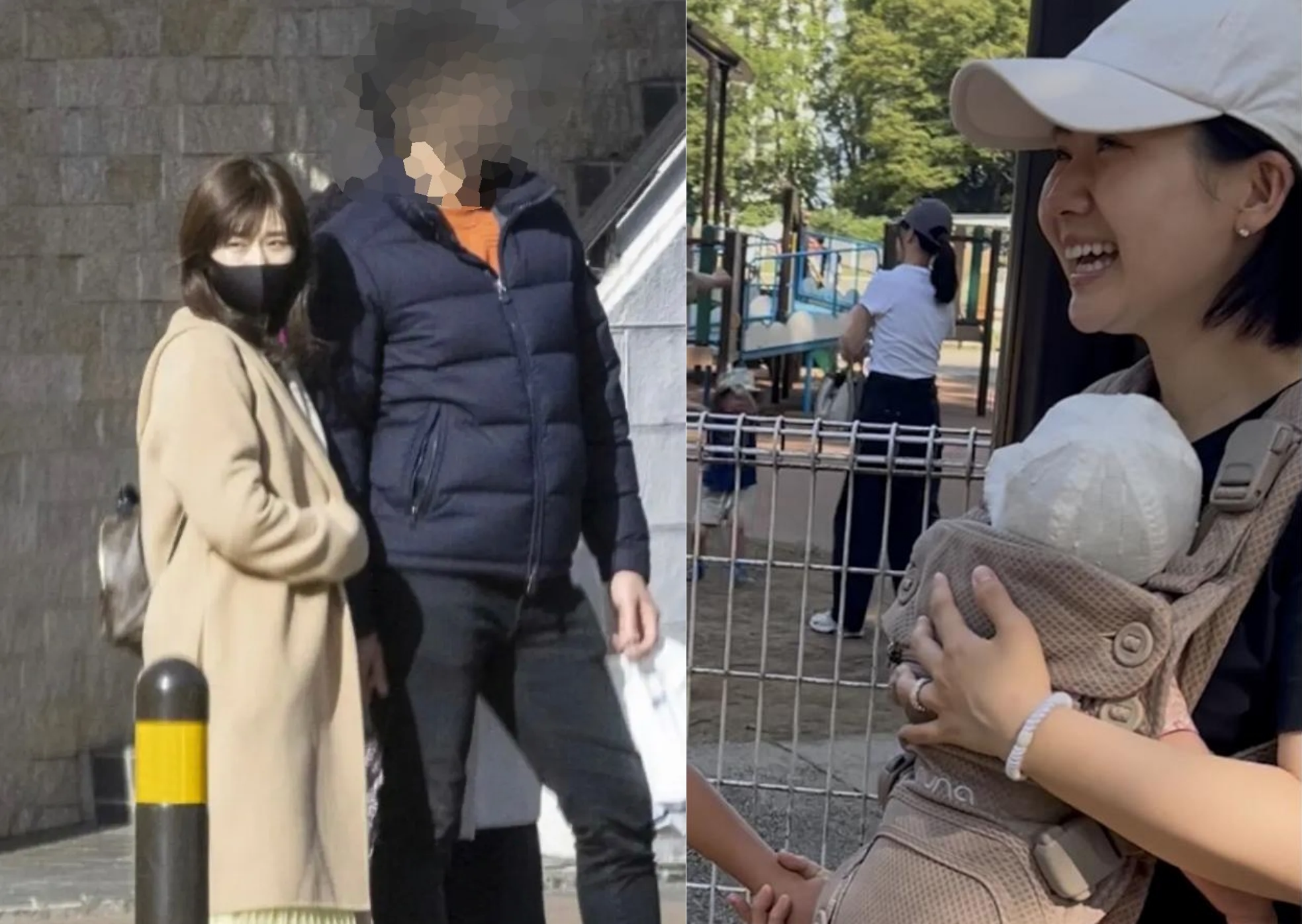 福原愛與第3胎近照在小紅書曝光,被中國大陸網友大讚看起來比在台灣時更幸福;左為她與再婚對象最初被拍到的約會畫面。(翻攝網路)