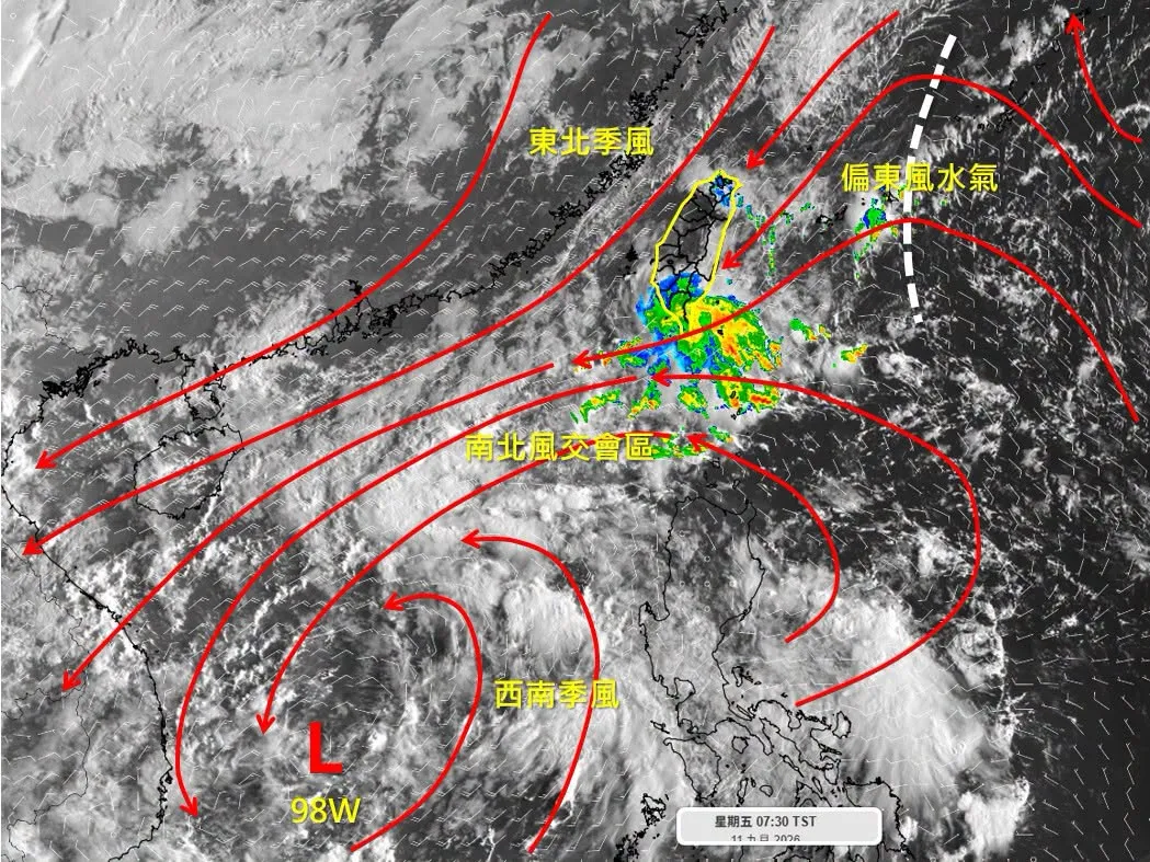 98W恐升級熱低壓！吳聖宇曝最新動向　週末東北季風減弱「這些地方有雨」