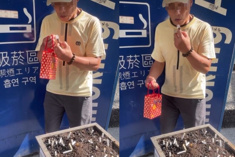 有民眾目擊1名男子疑似吸食依托咪酯,疑因藥物作用導致全身不停顫抖、精神恍惚。(翻攝自Threads@super_delicious_yakult)