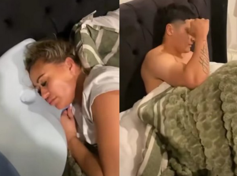 澳洲一名婦人與男友19歲的兒子同床共枕,遭男友破門抓姦錄影。(翻攝X@AmaliaMaxw965)