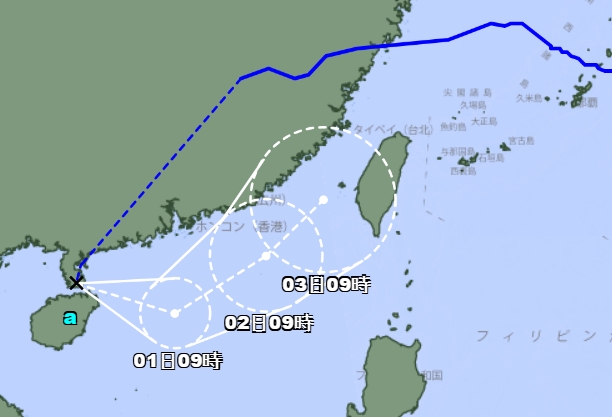 根據日本氣象廳評估,沙德爾颱風很可能將「起死回生」,且預估路徑為「回馬槍」的走勢。(翻攝自日本氣象廳)