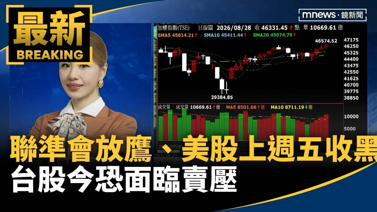 聯準會放鷹、美股上週五收黑　台股今恐面臨賣壓