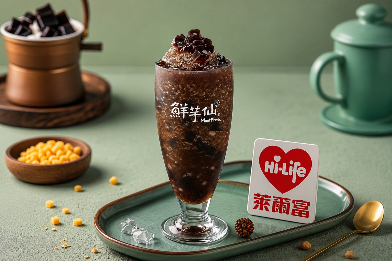 萊爾富推出全新聯名「鮮芋仙仙草蜜冰沙」。(萊爾富提供)