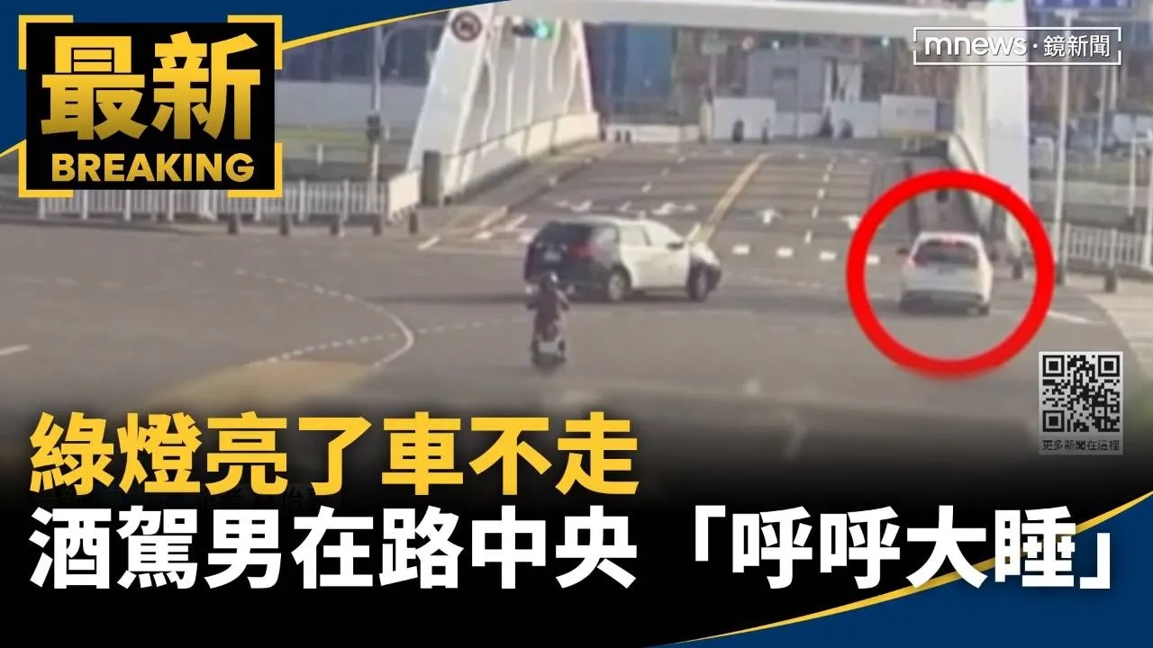綠燈亮了車不走　酒駕男直接在路中央「呼呼大睡」