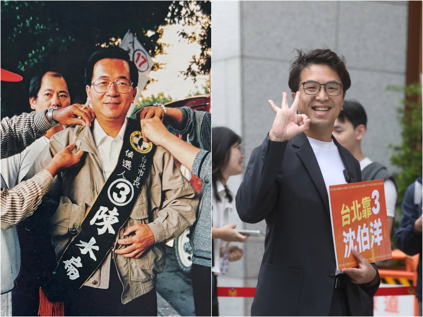 台北市長選戰相隔30年的巧合,陳水扁透露自己與沈伯洋號次一模一樣。(Threads@chenshuibian88、鏡報林煒凱)