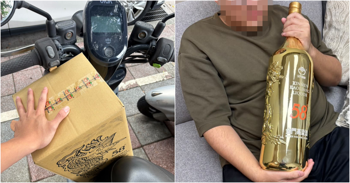 「巨無霸高粱」機車載不下！他尷尬回家專車載貨　開箱1.38萬「大龍炮」網讚識貨