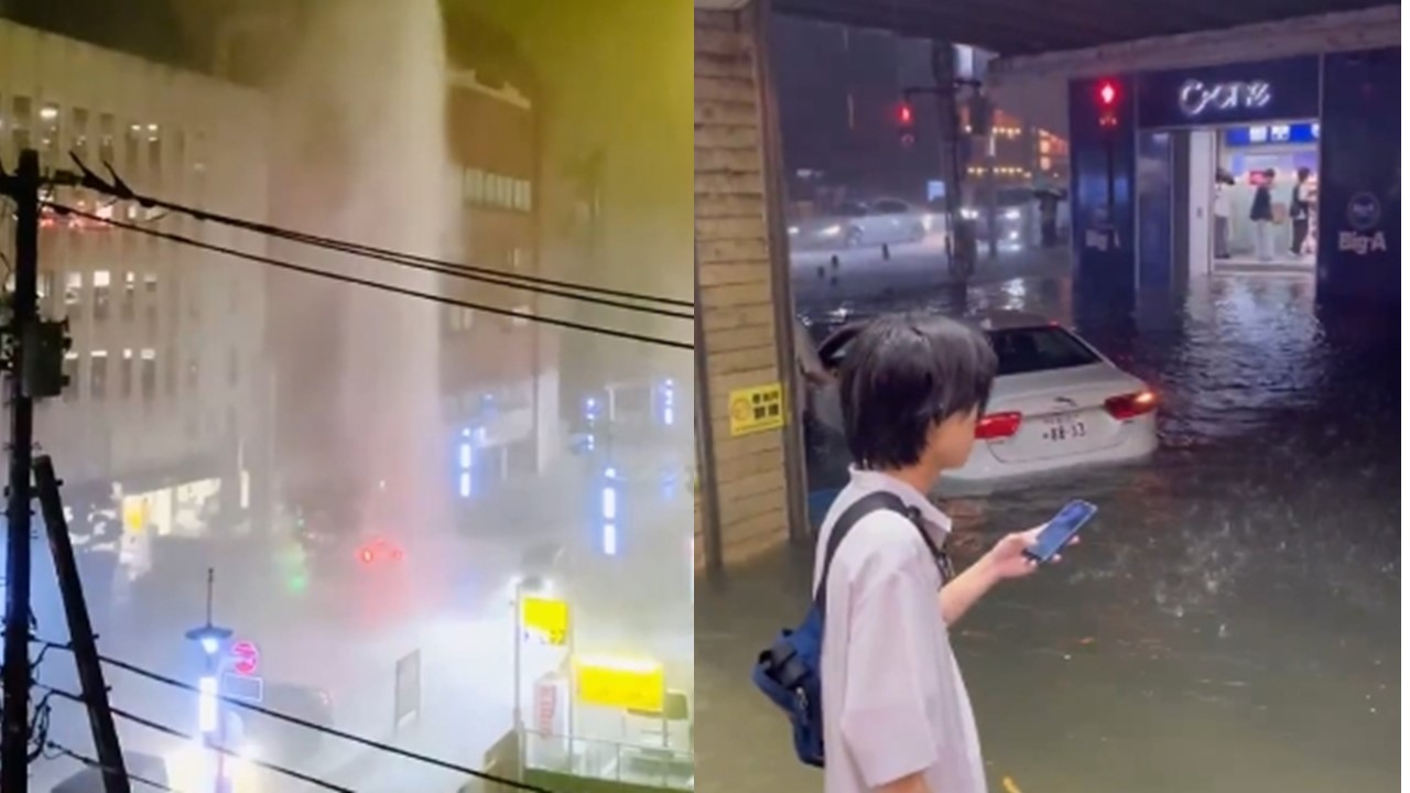 日本下恐怖暴雨。(翻攝自X)