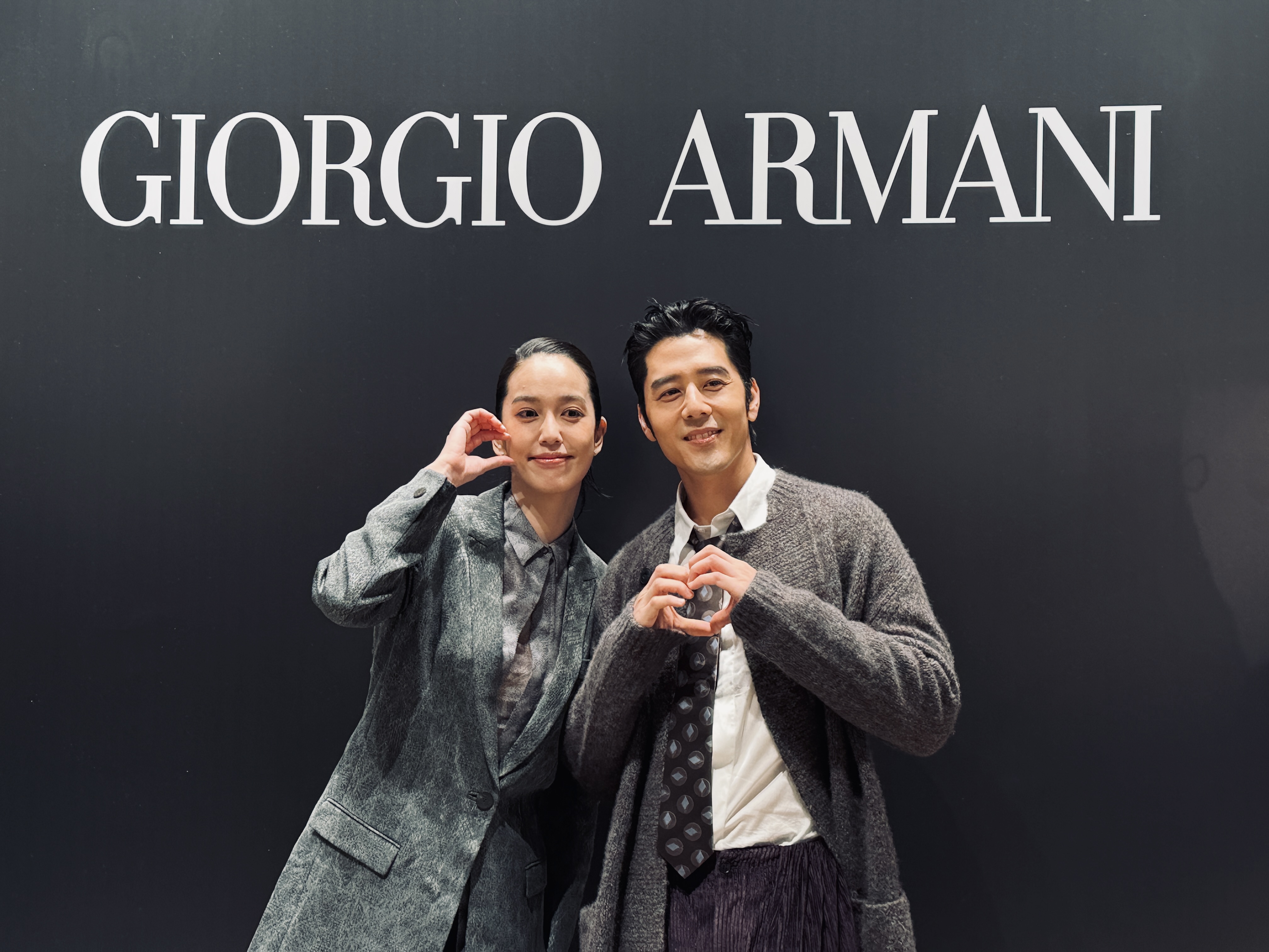 胡宇威、陳庭妮夫妻攜手出席Giorgio Armani台中漢神洲際精品店開幕活動以及Armani/Archivio全台首展。(陳慧明攝)