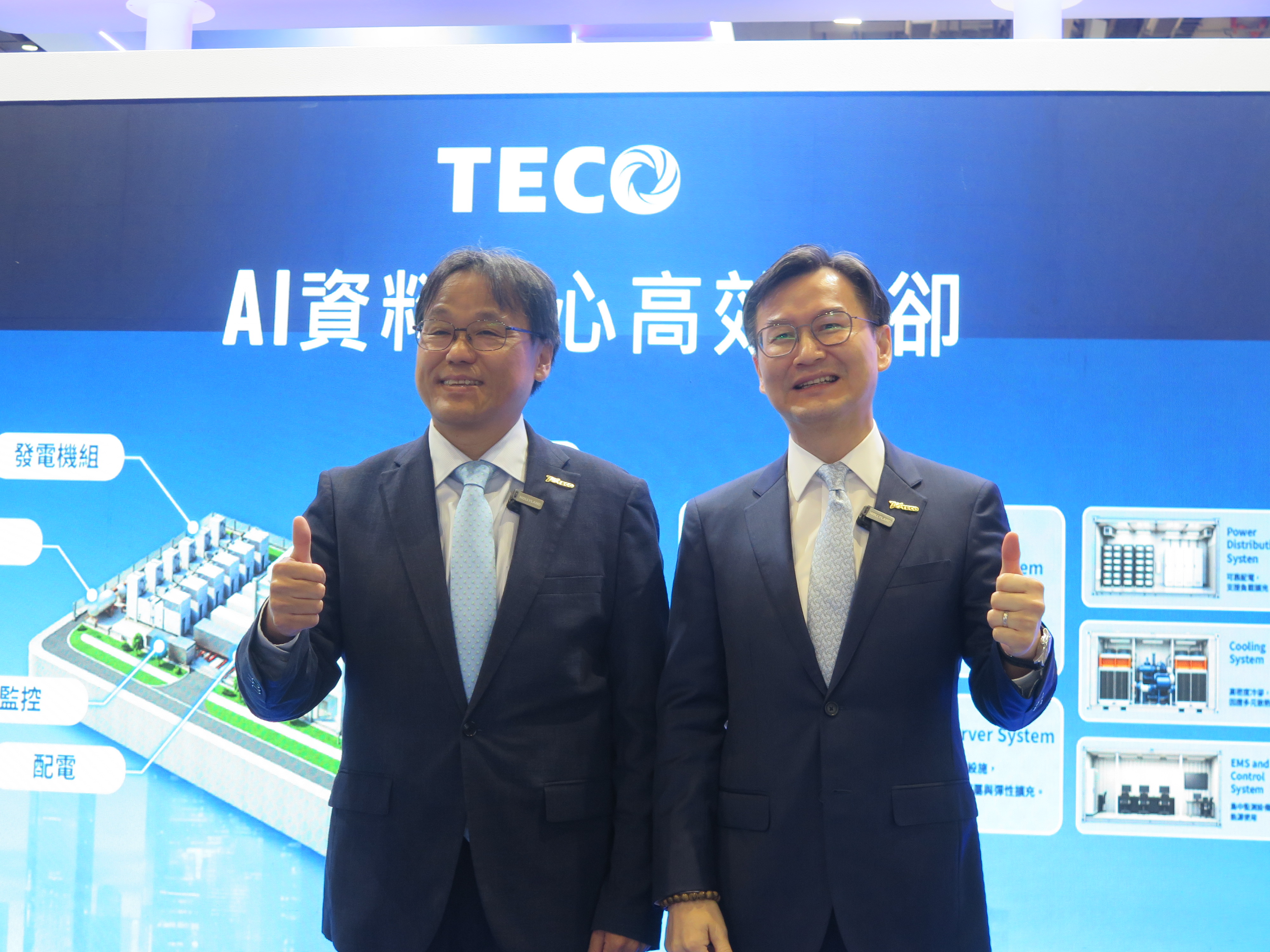 東元電機參加「2026國際冷凍空調綠能科技展」,左為總經理高飛鳶、右為東元空調事業群總經理蔡尚育。