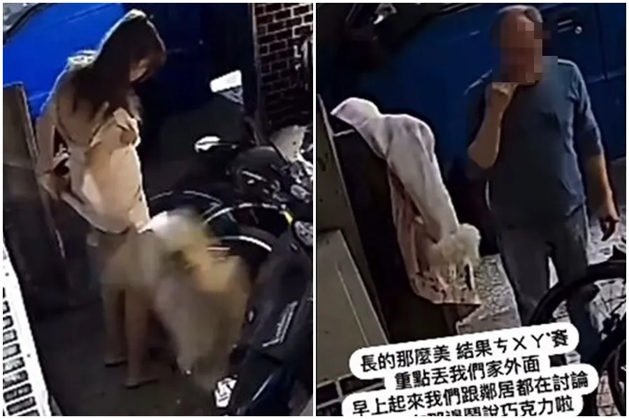 短裙正妹炸屎外套丟門口！阿伯竟「伸手嚐」喊甜甜的　獵奇片震撼大票網友

