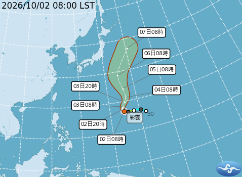 彩雲颱風持續增強！路徑將大轉彎北上　對台影響曝光