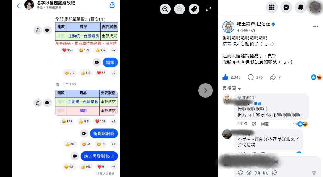 股海反指標女神巴逆逆臉書宣布減碼00981A,網友直呼「冥燈熄滅,進喔!」