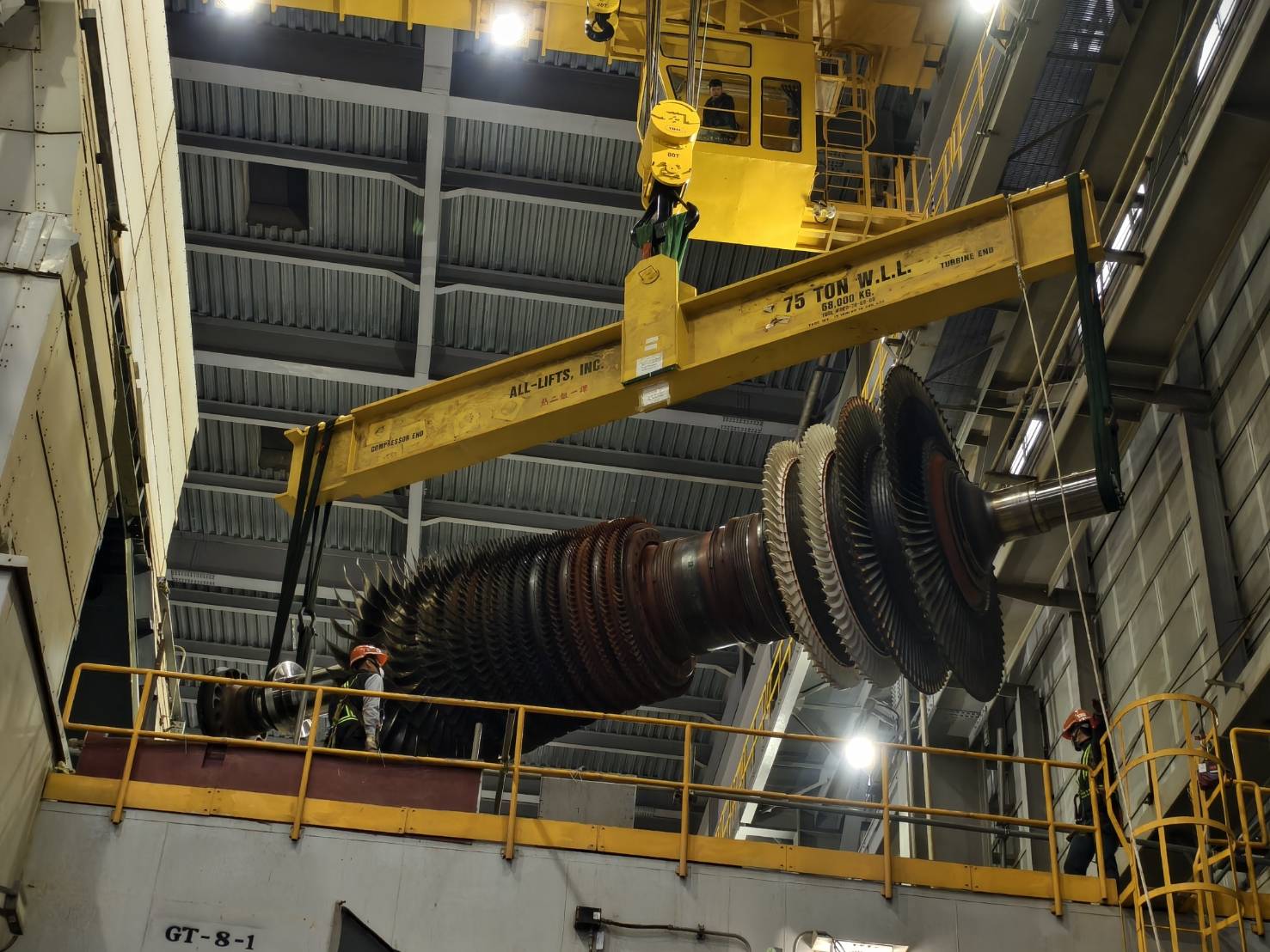 台電將新建大量的燃氣機組,圖為氣渦輪及汽輪機轉子。(台電提供)