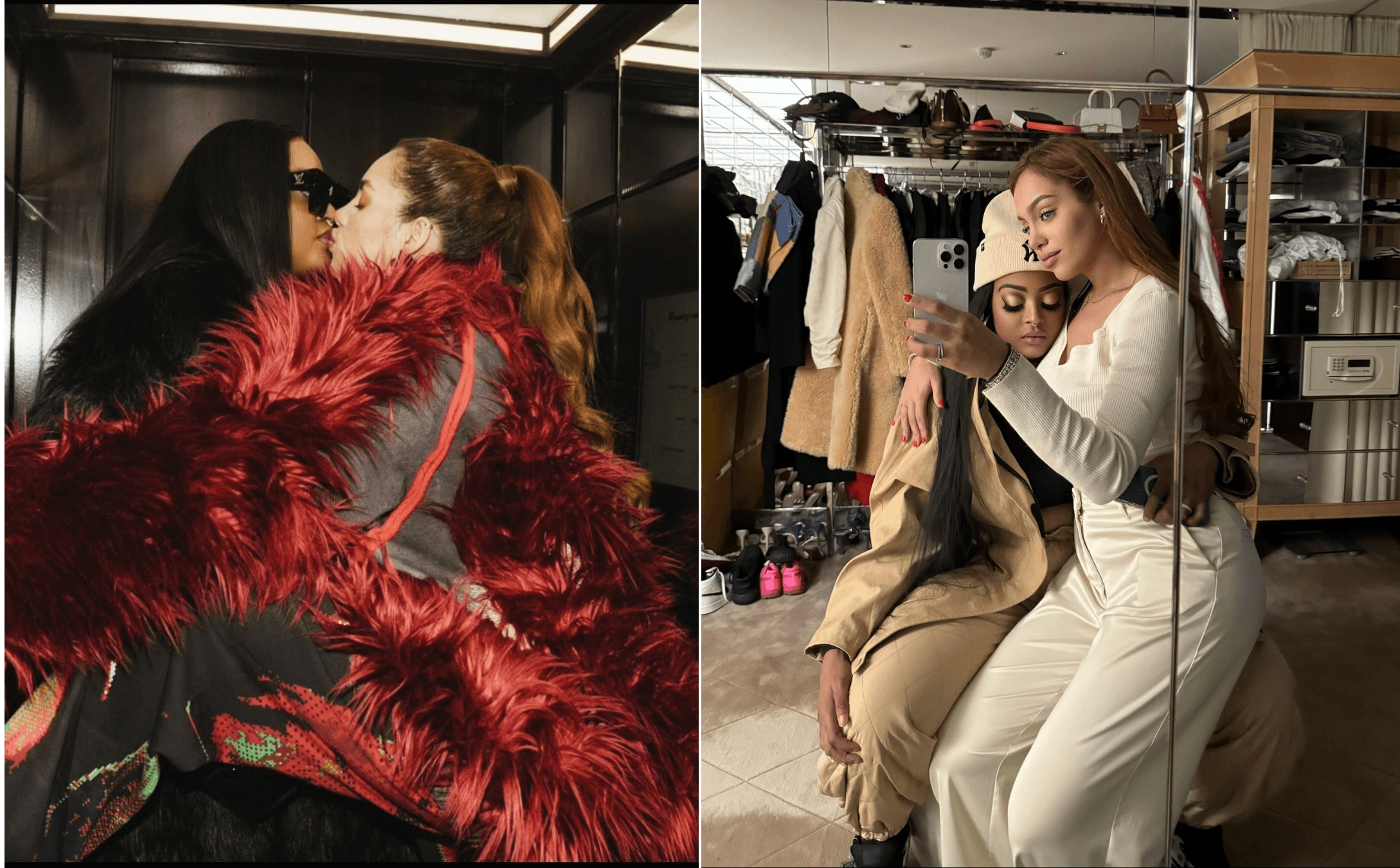 喀麥隆總統小女兒布蘭達比亞(左圖左、右圖左)認愛巴西模特兒。(翻攝自IG@kingnastyy、threads@laoncita)