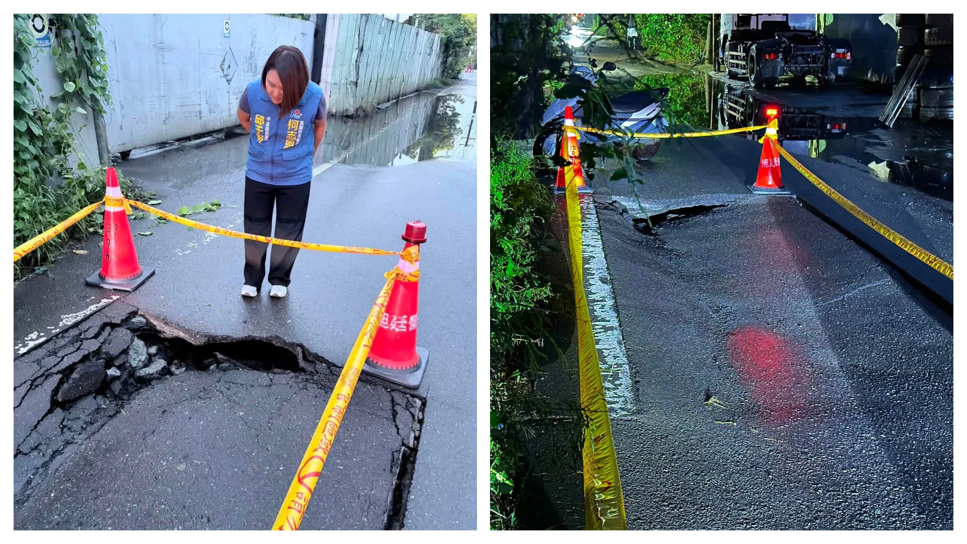 雨彈狂炸！高雄大寮、燕巢驚見路面下陷　議員提醒了