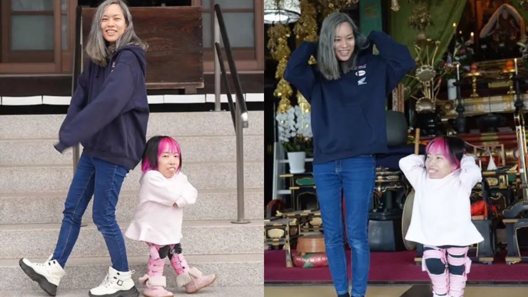 日本一對雙胞胎姊妹相差87公分,打破金氏世界紀錄。(翻攝自金氏世界紀錄網站)