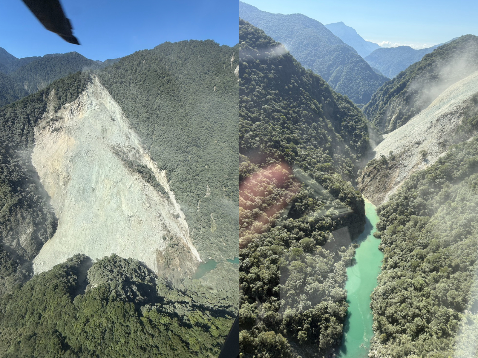萬里溪上游堰塞湖已完成空勘。(林保署花蓮分署提供)
