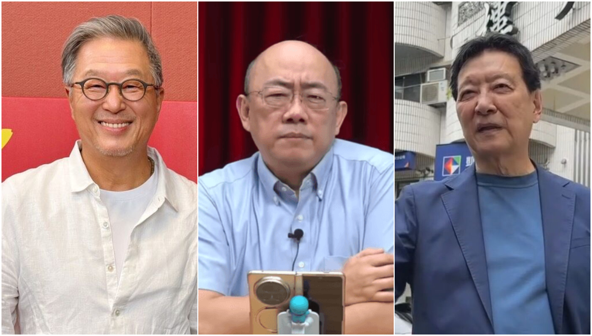 王偉忠(左起)、郭正亮、趙少康。(中廣流行網提供、翻攝郭正亮YT、資料照)