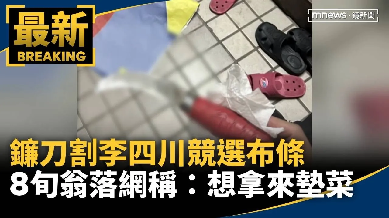 鐮刀割李四川競選布條　8旬翁落網稱：想拿來墊菜