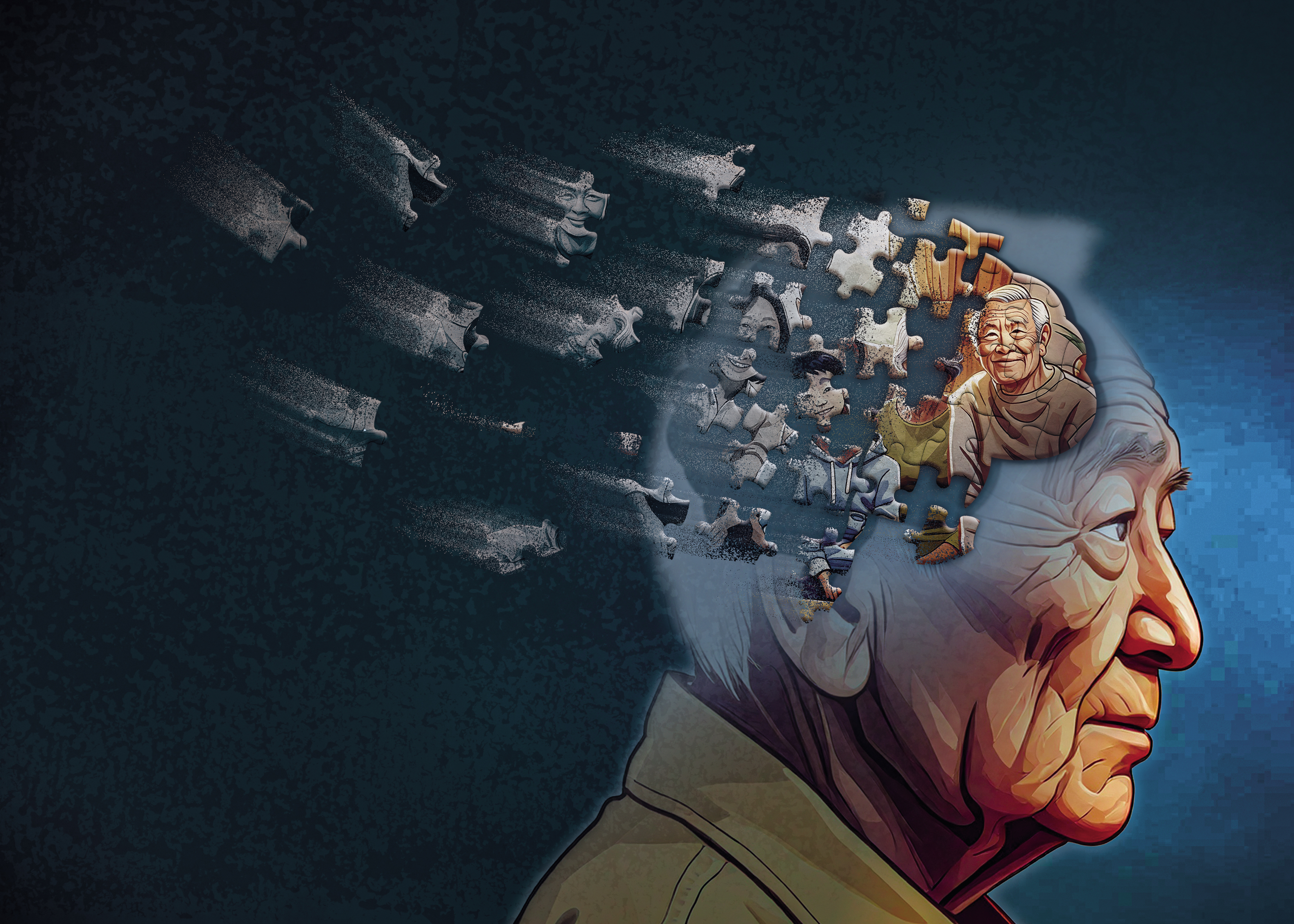 台灣老化速度世界第一,老化伴隨而來的失智浪潮正衝擊許多家庭。(AI繪圖Adobe Firefly生成,本刊美術組後製)