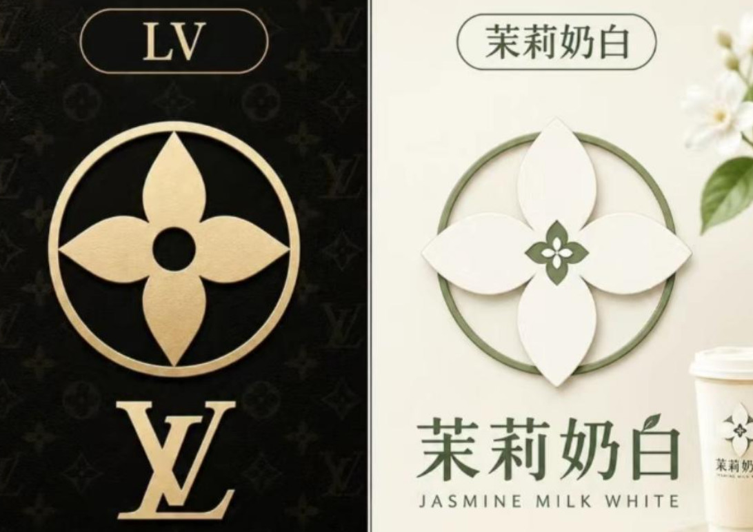 LV在中國提起侵權訴訟,控告中國茶飲品牌「茉莉奶白」侵權四葉花商標。(翻攝微博)