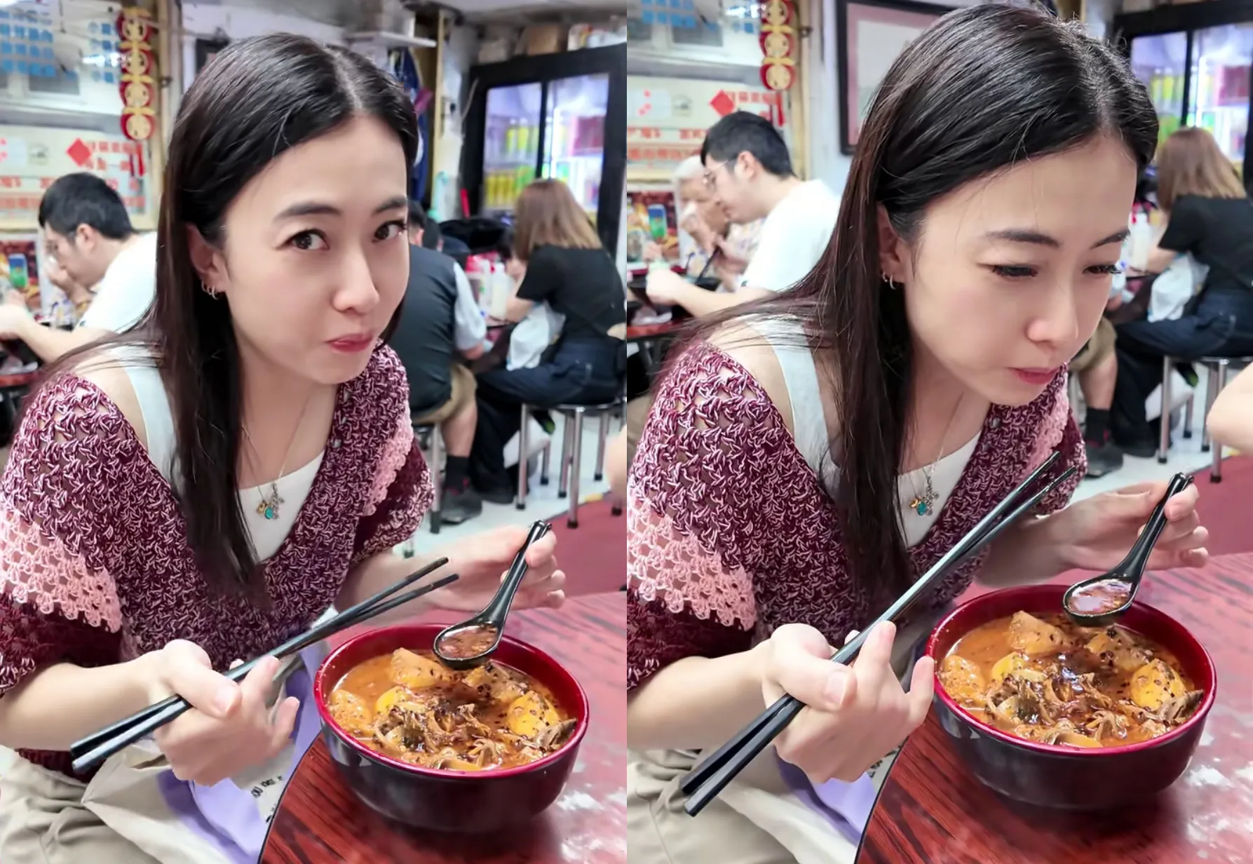 「千億富太」蹲麵店吃米線！　沒背愛馬仕「拎帆布包」被讚：太接地氣