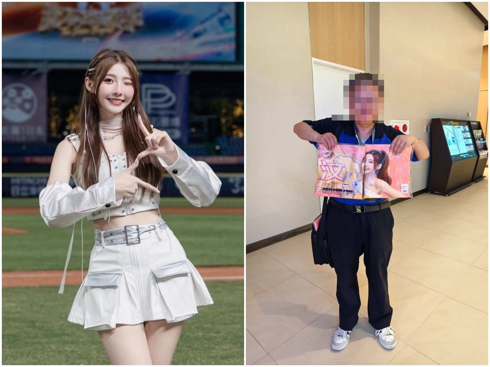 許姓男子(右圖)是啦啦隊女孩汶汶的粉絲,被稱為「汶汶阿北」。(翻攝IG、翻攝畫面)。