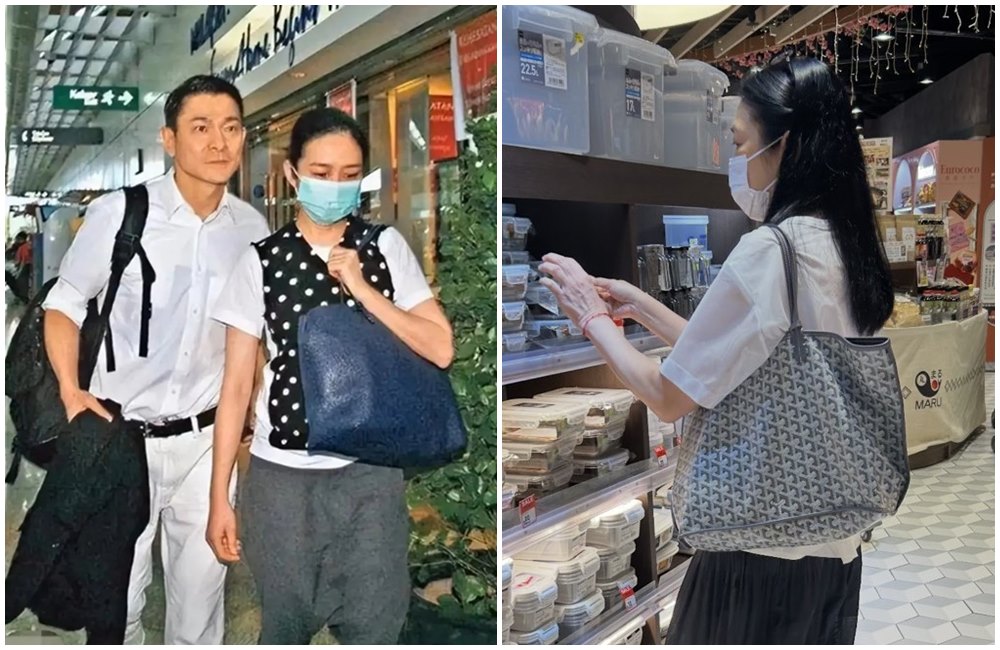 劉德華的妻子朱麗倩,近日被網友目擊在香港超市購物(右圖)。(翻攝微博、小紅書)