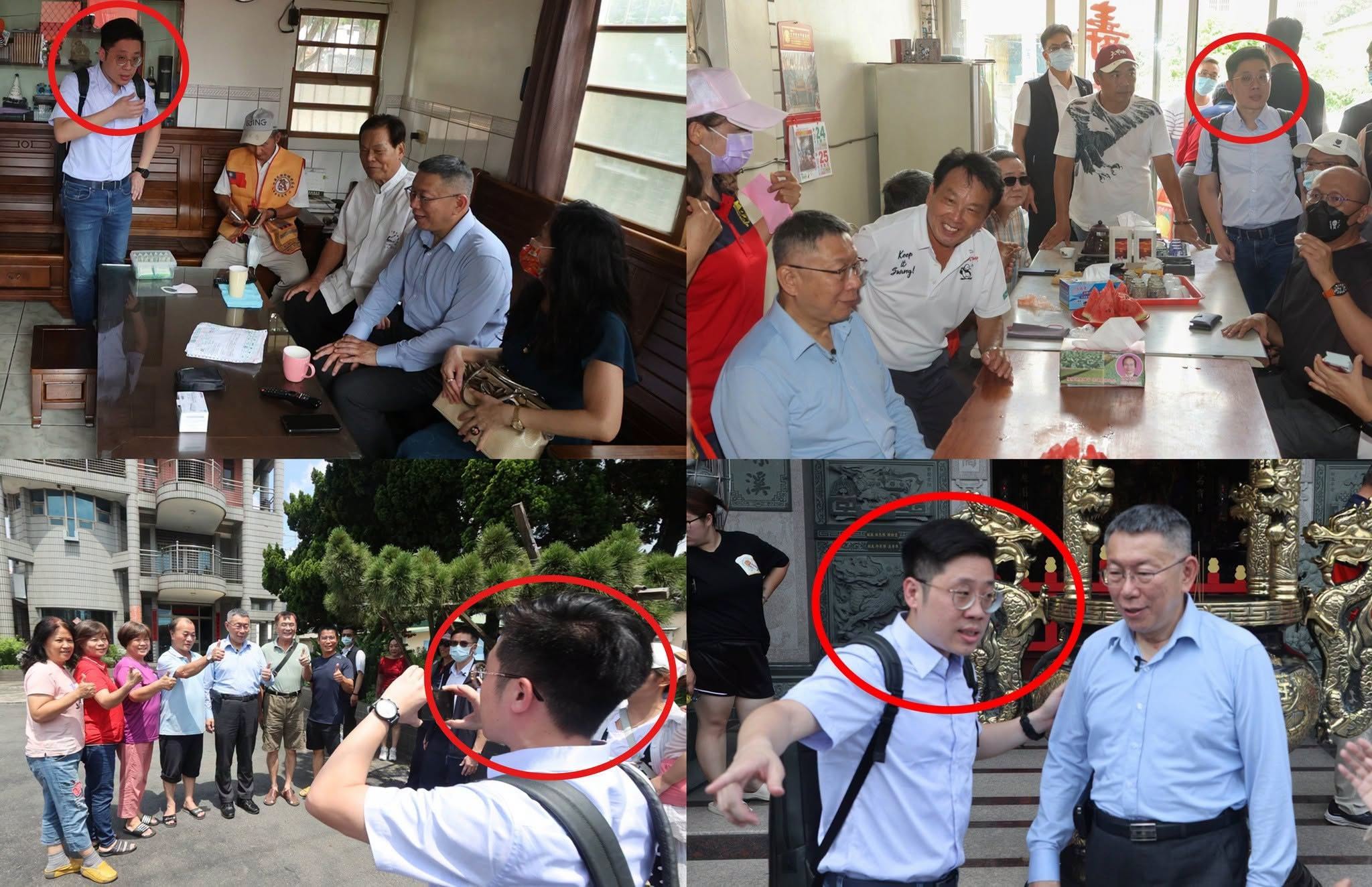 四叉貓直指,不管是搭車、繞境、吃尾牙還是開直播辦造勢,總統大選期間柯文哲身邊都能看到陳亞麟身影。(翻攝自臉書@四叉貓。劉宇)