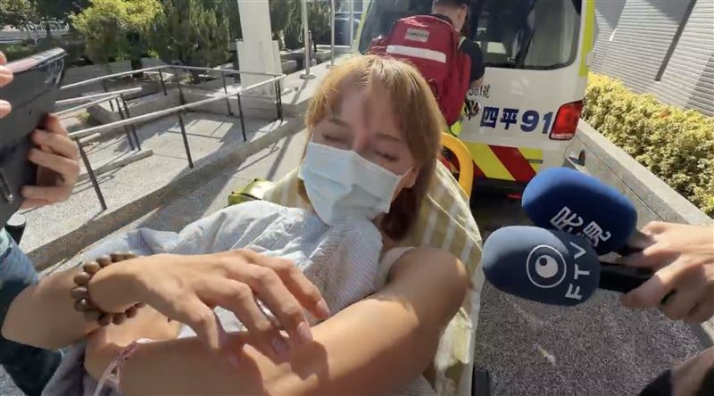 本土女星李沛綾今筆錄時,一度情緒過於激動,出現換氣過度情況。(翻攝畫面)