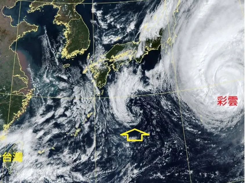 彩雲颱風有「小跟班」！西側驚見旋轉雲系　鄭明典揭密成因