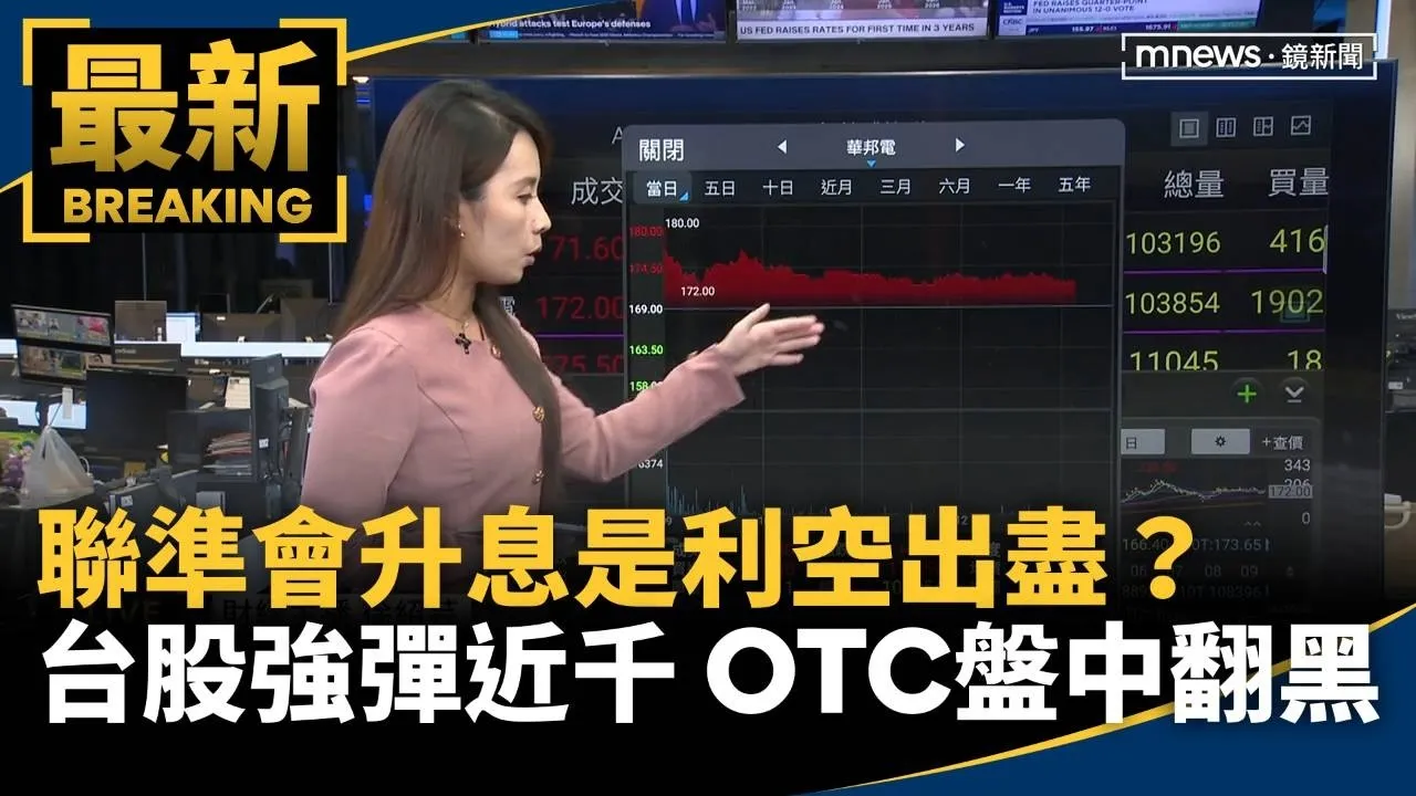 聯準會升息是利空出盡？台股強彈近千點　OTC盤中翻黑