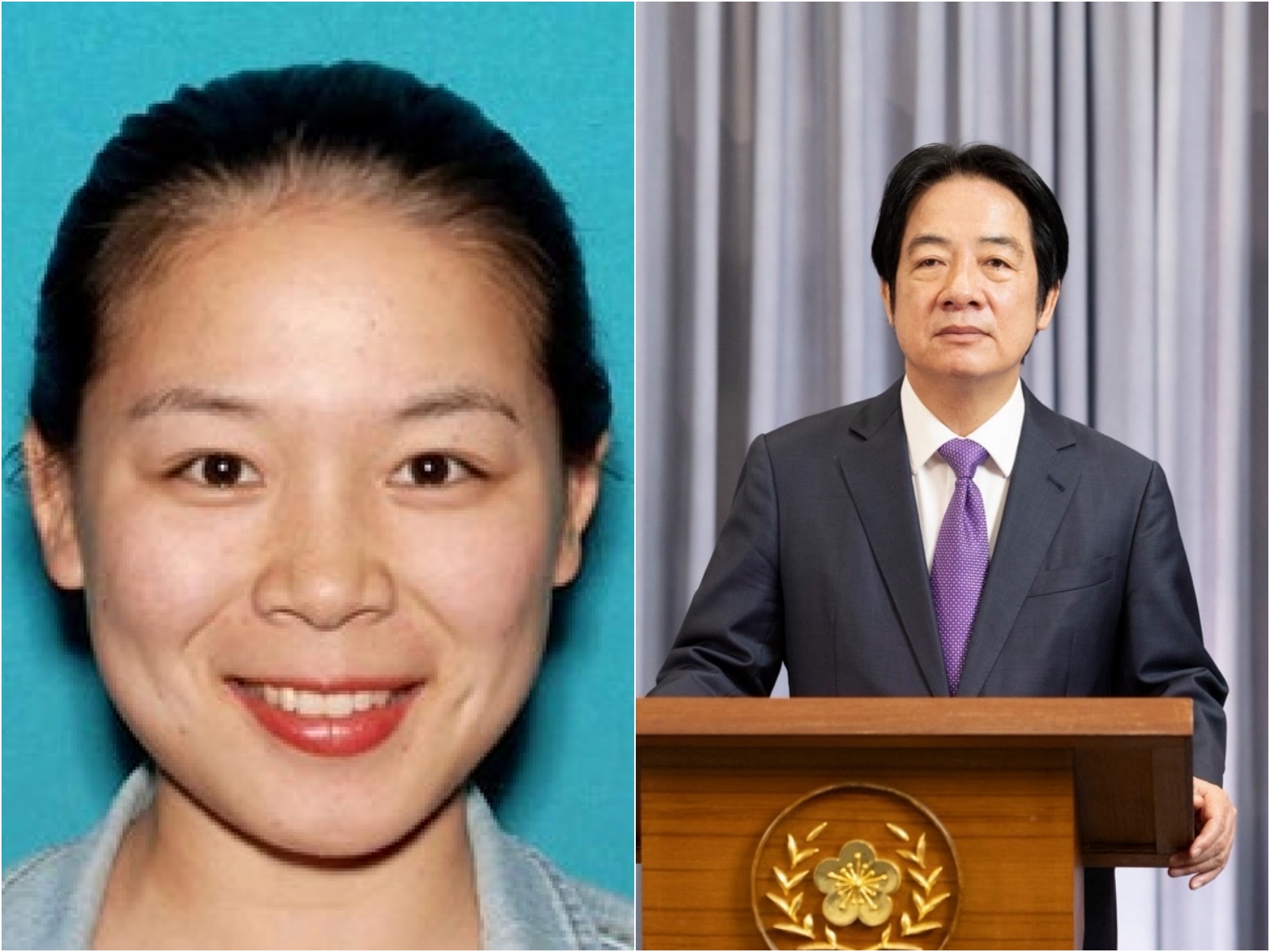 中國女間諜張婉瑩(音譯)跟監賴清德兒子於美國遭捕,長相首度曝光。(FBI提供、總統府flickr)