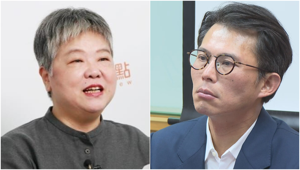 資深媒體人黃光芹(左)今在節目上狂砲民眾黨及黃國昌27分鐘,還放話晚上會在自己的直播繼續戰。(翻攝黃光芹臉書、資料照)