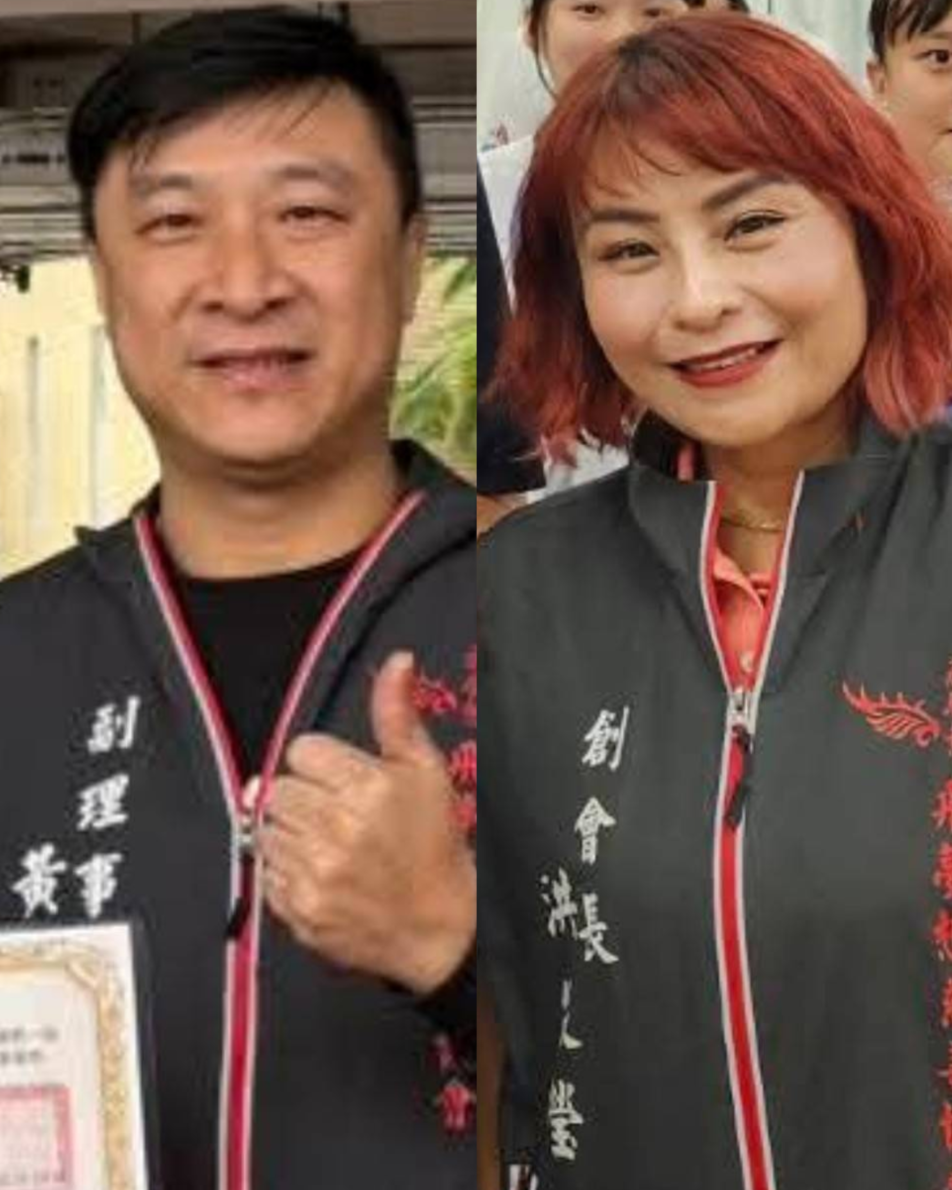 經營丹水滾火鍋店夫妻黃群叡(左)、洪依瑩(右)2人和黃女兒、會計遭中檢通緝。