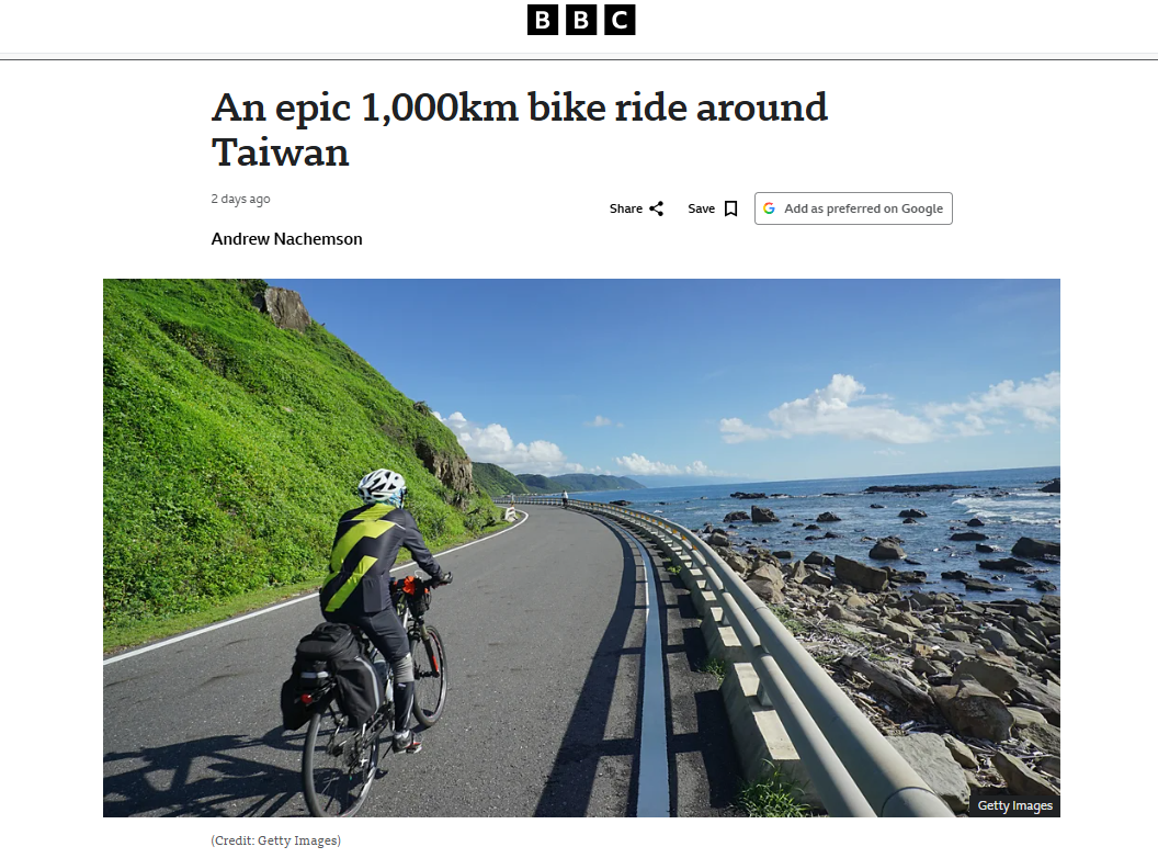 台灣太美了！千公里單車環島圈粉國際　BBC刊文大讚山海與人情味