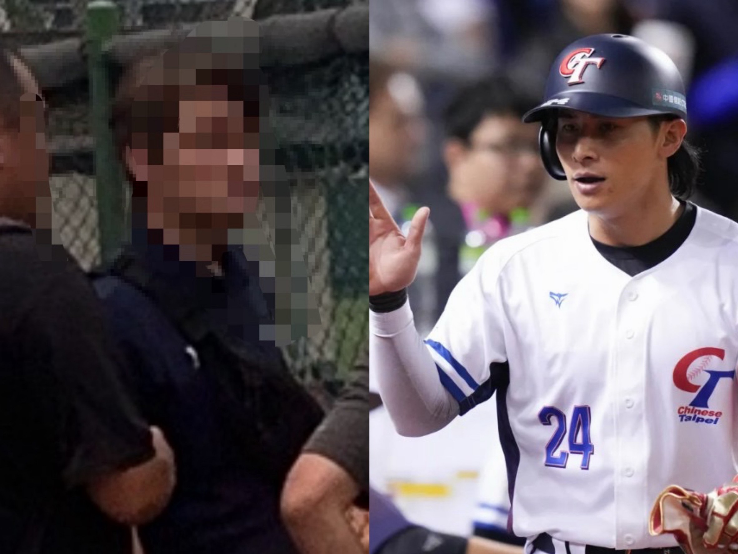 統一獅隊長陳傑憲(右)的蔡姓經紀人(左)遭爆合約爭議。(讀者提供)