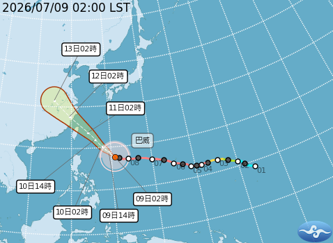 明日北部、東北部地區有陣雨或雷雨,並有局部大雨或豪雨,其他地區亦有局部短暫陣雨或雷雨。(翻攝自中央氣象署官網)