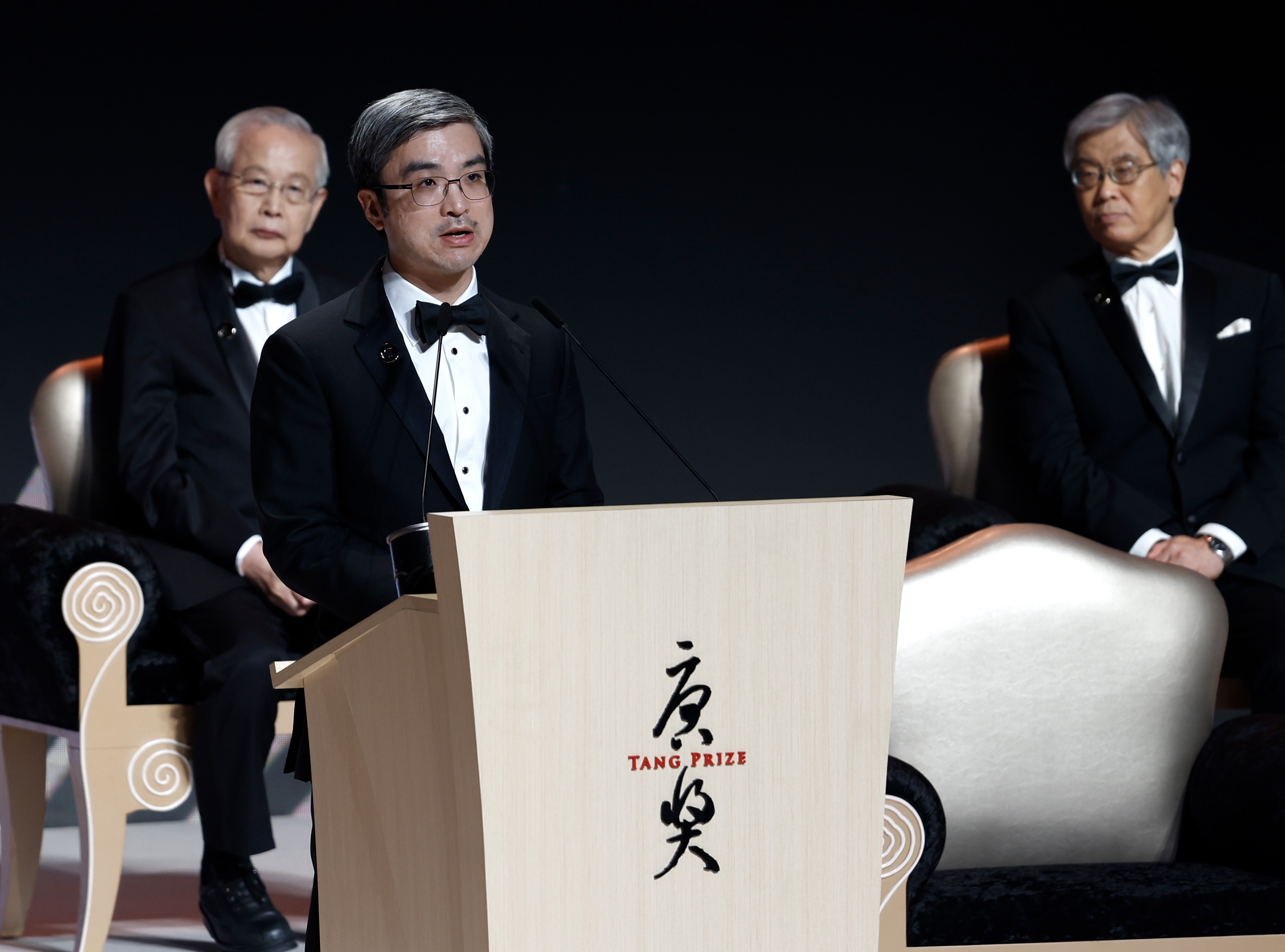 唐獎教育基金會董事長尹崇堯出席第七屆唐獎頒獎典禮,這也是創辦人尹衍樑辭世後首度舉辦的頒獎典禮。