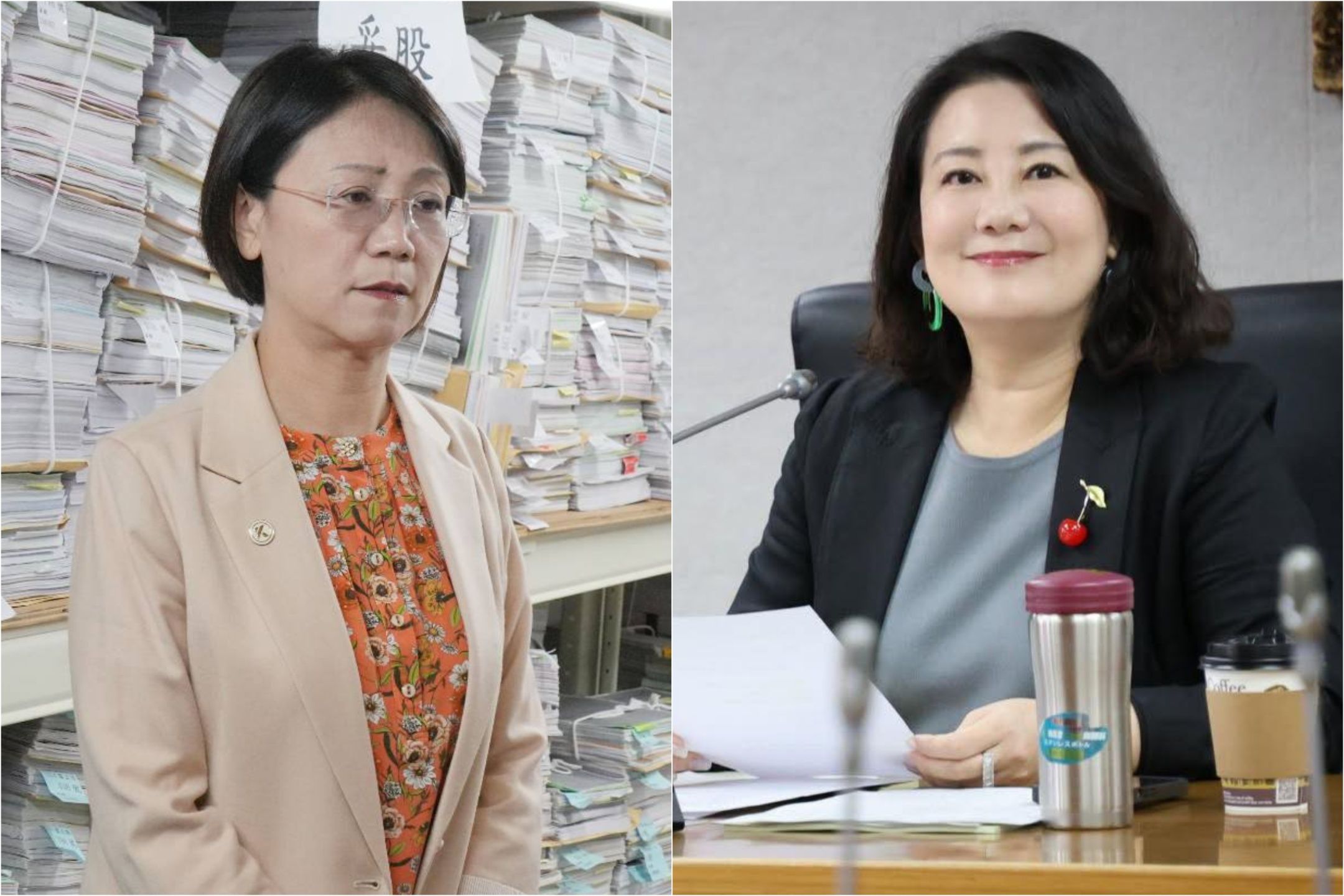 翁曉玲(左)提修憲案,吳思瑤(右)批「違憲之母」。(翻攝自翁曉玲、吳思瑤臉書)