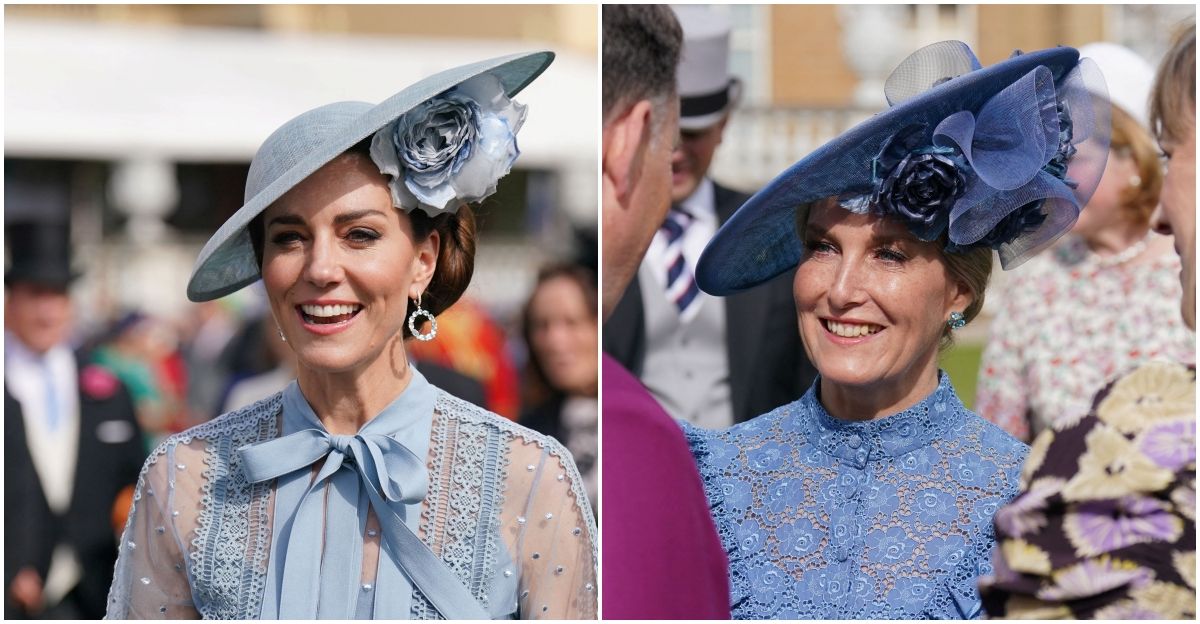 凱特王妃(左圖)和伯爵夫人蘇菲(右圖)的穿搭宛如複製貼上。(路透社)