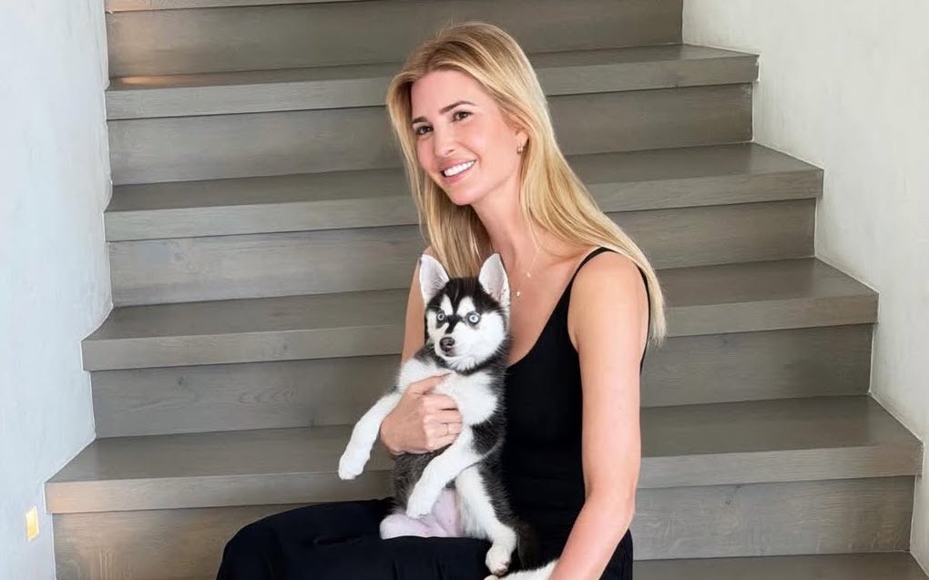 伊凡卡抱著家中新萌寵「Aspen」。(翻攝ivankatrump IG)