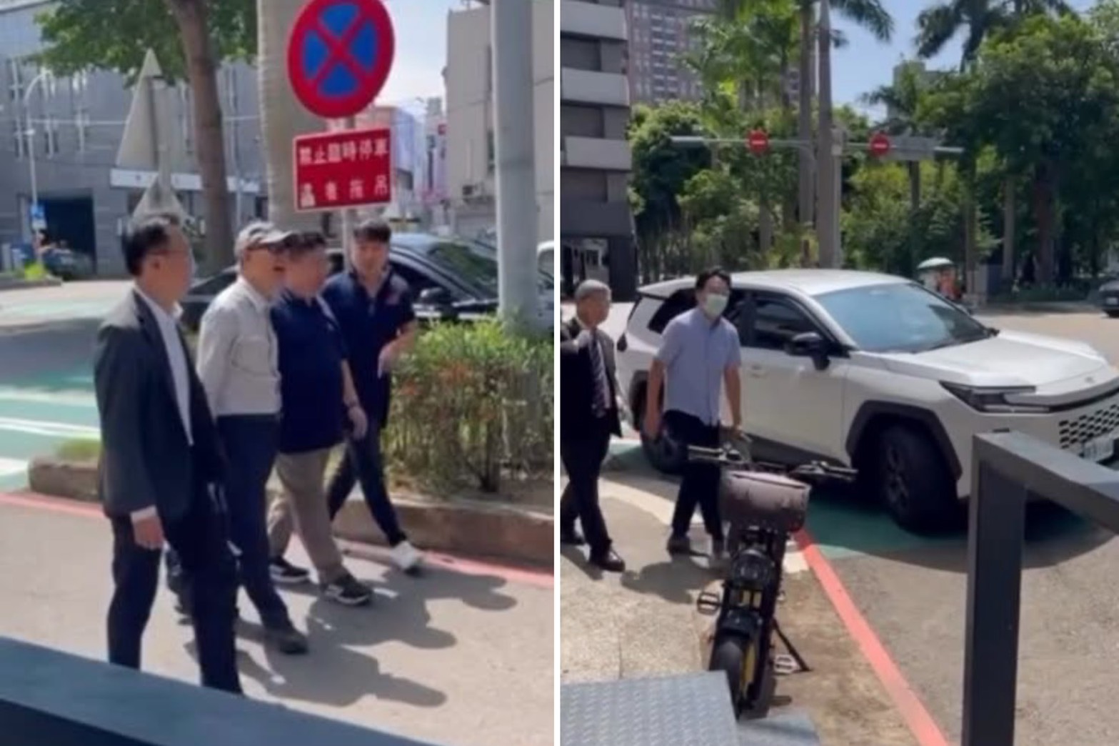 龔明鑫、鄭英耀座車疑似違規臨停,新竹市警察局將開罰。(翻攝自黃揚明臉書)